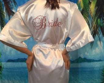 Bridal Kimono, Booty Veil, Hair Veil, Sash and/or Tiara - Buy Separately or as a set ROSE GOLD (or any color) lettering