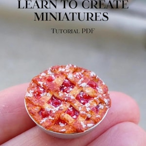 Tutorial en PDF para hacer tarta de cerezas en miniatura, mini comida DIY, guía de descarga instantánea, tartas de arcilla polimérica hiperrealistas, comida para casas de muñecas, comida en miniatura