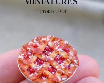 Miniaturowe ciasto wiśniowe – samouczek w formacie PDF, miniaturowe jedzenie DIY, przewodnik do natychmiastowego pobrania, hiperrealistyczne ciasta z gliny polimerowej, jedzenie w domku dla lalek, miniaturowe jedzenie