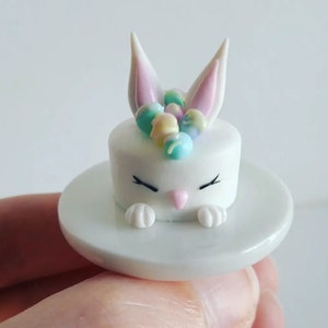 Miniature cake, Miniature bunny cake, Miniature easter cake, Dollhouse food, Food for dollhouse, Miniature food, Doll food, Dollhouse