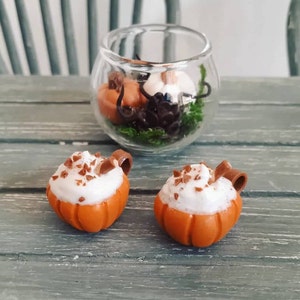 Dollhouse, Dollhouse accessories, Dollhouse food, Food for dollhouse, Miniature food, Doll food, Miniature pumpkin, Miniature pumpkin latte