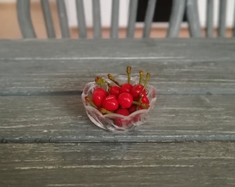 10x Miniature cherries, Miniature food, Dollhouse food, Miniature vegetables and fruits, Polymer clay food, Mini cherry, Doll cherry