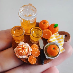 Mini oranges, Dollhouse food, Food for dollhouse, Mini food, Doll food, Miniature fruits, Miniatures, Mini beverages, Miniature orange juice