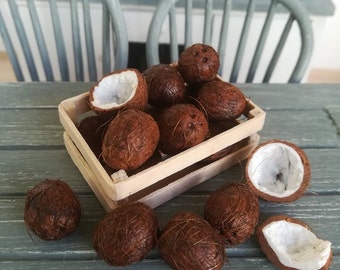 Miniature coconuts, Miniatures, Dollhouse miniatures, Dollhouse, Doll, Miniature food, Dollhouse accessories, Dollhouse furniture, Handmade
