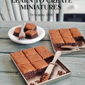 Miniature Brownies Tutorial PDF, DIY Mini Food, Instant Download Guide, Hyper Realistic Polymer Clay cakes, Dollhouse Food, Miniature food