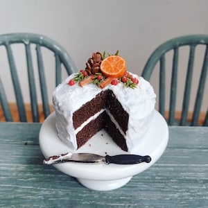 Puppenhauskuchen, Miniaturkuchen, Miniaturessen, Puppenhausessen, Essen für Puppenhaus, Miniaturorange, Miniaturweihnachtskuchen, Miniessen