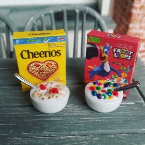 Miniature cereal, 1:12 scale, Dollhouse food, Food for dollhouse, Doll food, Miniature breakfast, Mini food, Doll food, Miniature bowl