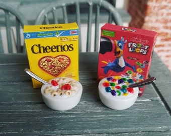 Cereal en miniatura, escala 1:12, Comida para casa de muñecas, Comida para casa de muñecas, Comida para muñecas, Desayuno en miniatura, Comida en miniatura, Comida para muñecas, Tazón en miniatura