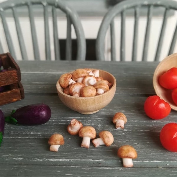 10x Miniatur-Pilze, Puppenhaus-Essen, Essen für Puppenhaus, Mini-Essen, Miniatur-Essen, Polymer-Ton-Essen, Miniatur-Gemüse