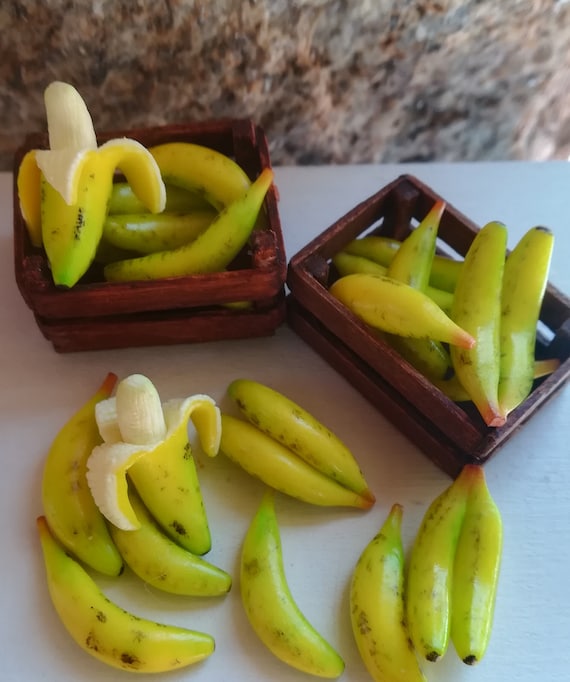 Polymer Clay Miniatur Essen Puppenhaus Kaufladen Lebensmittel Obst Banane 1zu12 