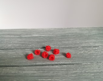 10x Miniature raspberries, Miniature food, Dollhouse food, Miniature vegetables and fruits, Polymer clay food, Miniature raspberries