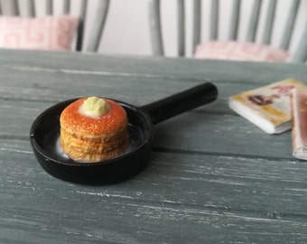 Miniature pancakes, Miniature food, Mini food, Dollhouse food, Food for dolls, Polymer clay food, Mini pancakes, Miniature cake