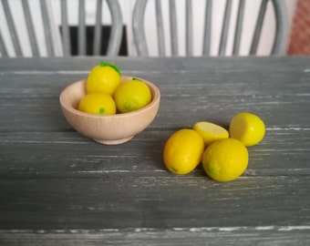 5x Miniature lemons, Mini fruits and vegetables, Mini food, Miniatures, Dollhouse food, Doll food, Food for dollhouse, Polymer clay food