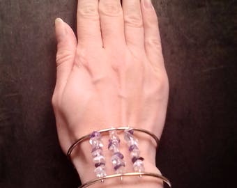 Solid silver bracelet with semi-precious stones