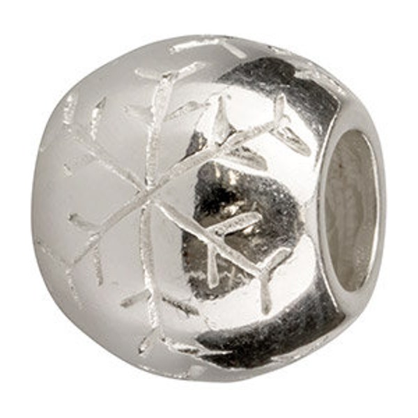 Charm boule motif Flocon de neige gravé  Argent 925