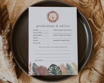 Baby Predictions and Advice Card Template, , Baby Shower Advice Card, Printable Baby Shower Advice Card