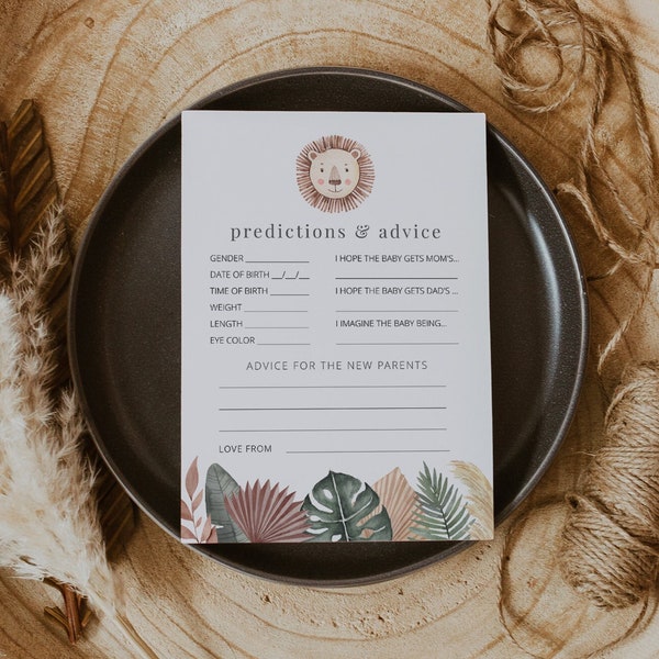 Baby Predictions and Advice Card Template, , Baby Shower Advice Card, Printable Baby Shower Advice Card