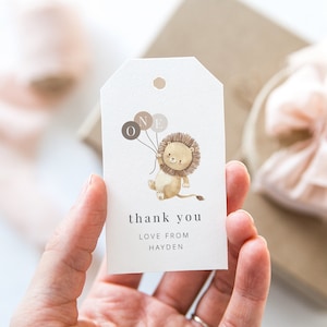 Lion Favor Tag Template, Lion Brown Ballonnen, Lion Gift Tag, Safari Jungle Bedankt Tag, Wild One Favor Tags, Afdrukbare Bedankt Tag