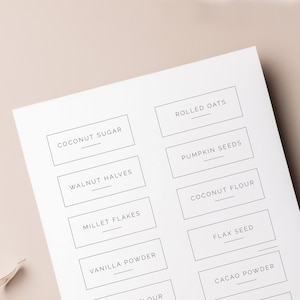 1&quot; x 2-5/8&quot; | US Letter + A4 | Editable Pantry Labels | Rectangle Label | Modern Pantry Label | Minimalist Pantry Label | Printable