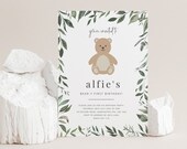 Teddy Bear Invite Template, Bear-y First Birthday, Teddy Bears Picnic, 1st Birthday Teddy Bear Evite, Printable Birthday Invite