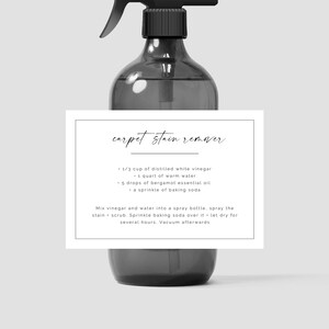 Etiquetas de recetas de limpieza editables de 3,5 x 5 pulgadas, fuente manuscrita, conjunto de etiquetas imprimibles minimalistas