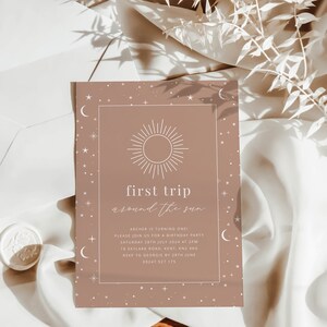 First Trip Around The Sun Invite Template, Terracotta Birthday Invitation, 1st Birthday, 1st Trip Around The Sun, Printable Birthday Invite