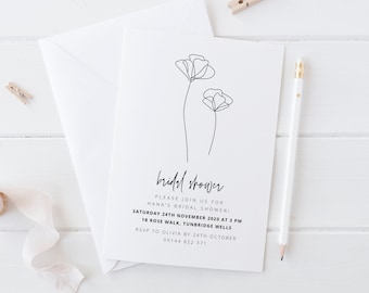 Editable Bridal Shower Invite | Floral Bridal Shower Invitation | Modern Bridal Shower | Shower Invite | Printable Bridal Shower Invitation