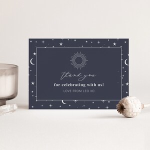 Celestial Thank You Card Template, Moon Thank You, Celestial Card, Moon and Stars, Thank You Card, Moon Theme, Printable Thank You Note