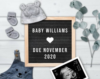 Pregnancy Announcement | Social Media Pregnancy Announcement | Pregnancy Announcement Digital | Modern Baby Announcement | Letter Board