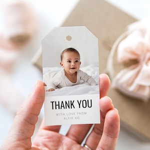Etiqueta de agradecimiento de foto, plantilla de etiqueta de favor, 1er cumpleañero, etiqueta de agradecimiento de fiesta de cumpleaños, etiqueta de agradecimiento de imagen, etiqueta de agradecimiento imprimible