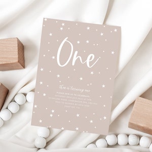 First Birthday Invite Template, Star Birthday Invitation, Star First Birthday, Star 1st Birthday Invitation, Printable Birthday Invitation