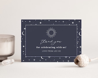 Celestial Thank You Card Template, Moon Thank You, Celestial Card, Moon and Stars, Thank You Card, Moon Theme, Printable Thank You Note