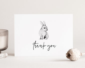 Editable Thank You Card | Bunny Rabbit Thank You | Modern Thank You Card | Printable Thankyou Card | Minimal Thank You Card | Thank You Note