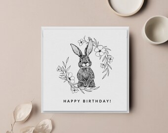 Cute Bunny Birthday Card Printable | Rabbit Birthday Card | Kids ...