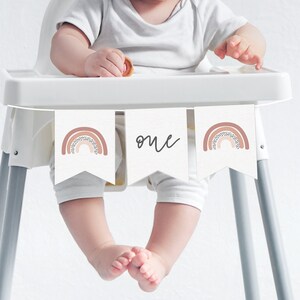Editable Highchair Banner | Blush Rainbow Banner | Boho Rainbow | Highchair Garland | Printable Highchair Banner