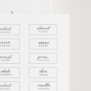 1&quot; x 2-5/8&quot; | US Letter + A4 | Editable Pantry Labels | Calligraphy Pantry Labels | Kitchen Label | Script Pantry Label | Printable Labels