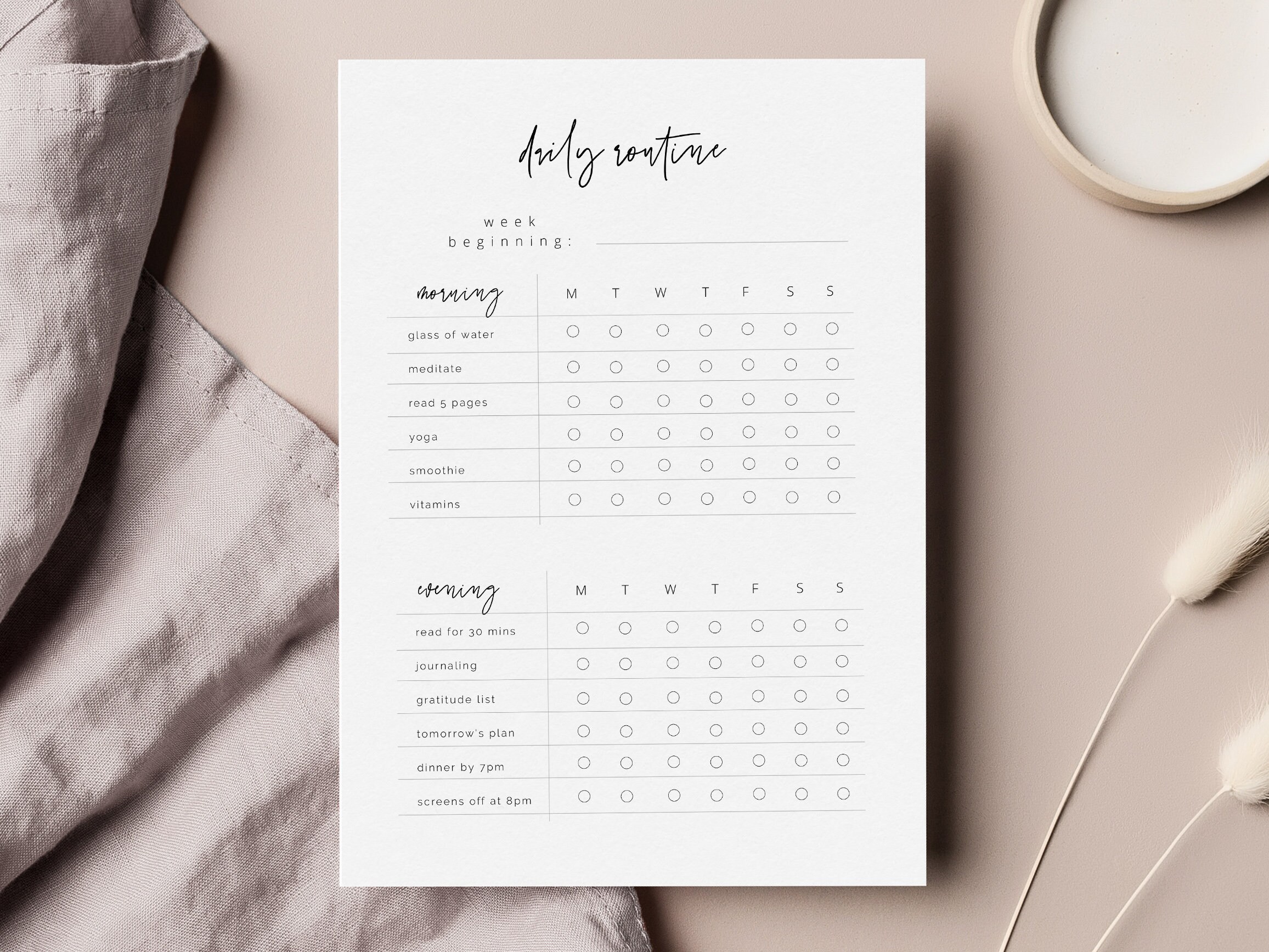 Buy Daily Routine Checklist Minimal Checklist Morning And Evening
