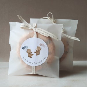Twin Bear Favor Aufkleber Vorlage, Bär Rosa Blau Luftballons, 1. Geburtstag Junge Mädchen Zwillinge, Teddybären Picknick, printable Danke Aufkleber