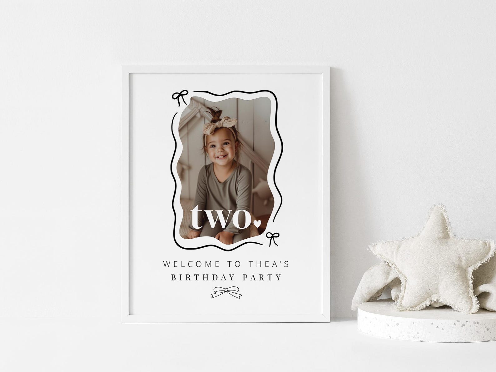 2nd Birthday Bow, Welcome Sign Template, Two Welcome Poster, Photo ...