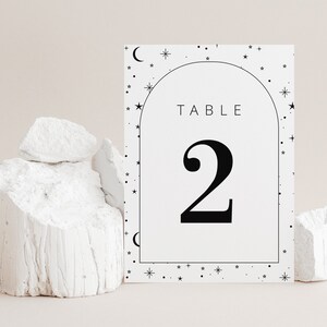 Celestial Table Numbers Template, Celestial Wedding, Table Names, Moon Stars Wedding, Printable Table Numbers