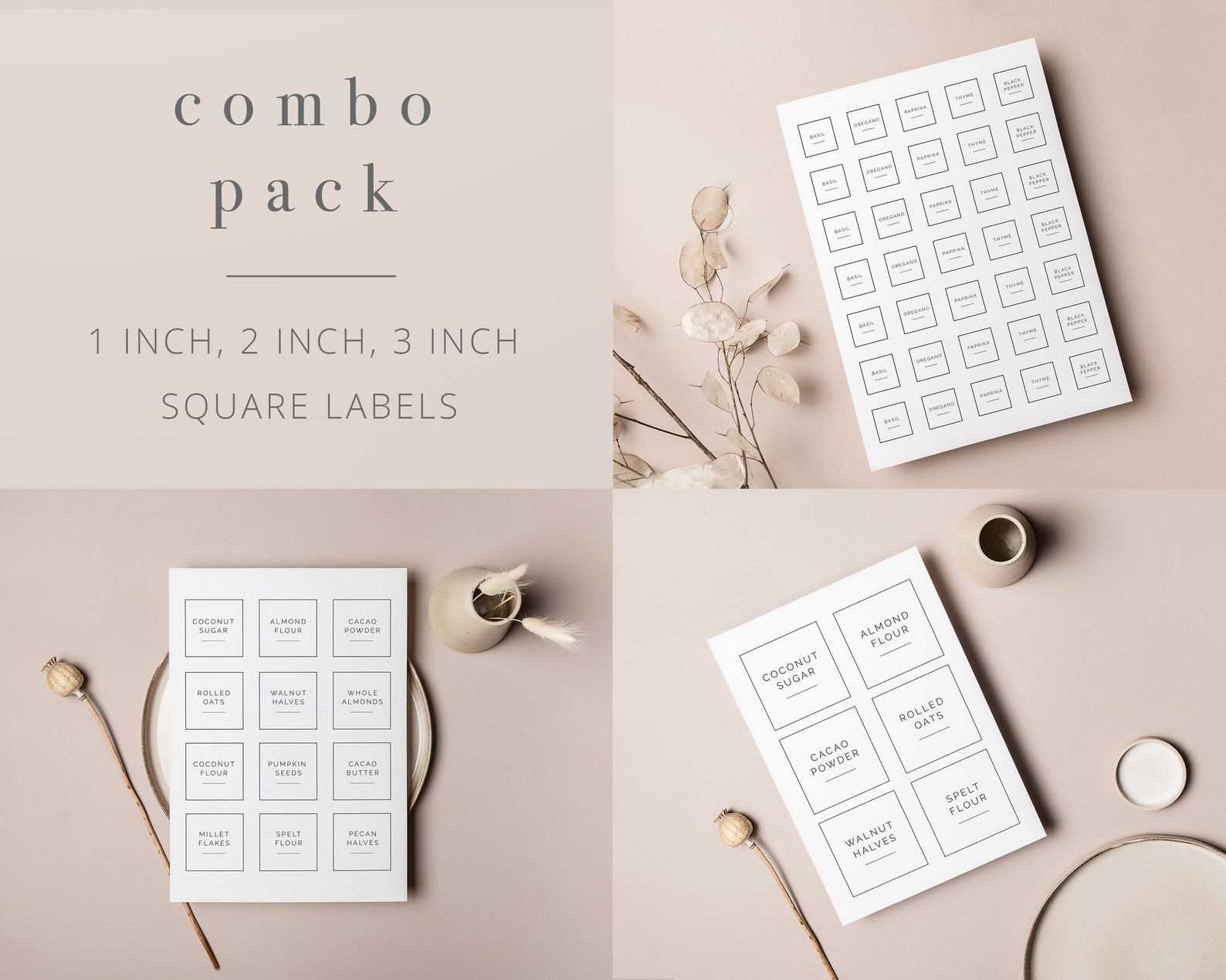 1 2 3 Inch US Letter Label Combo Pack Editable Pantry - Etsy