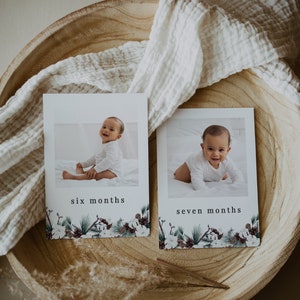 Winter Bear, Monthly Photos Template, First Birthday Photo Banner, 12 Month Photo Banner, 1st Birthday Winter, Printable Photo Banner