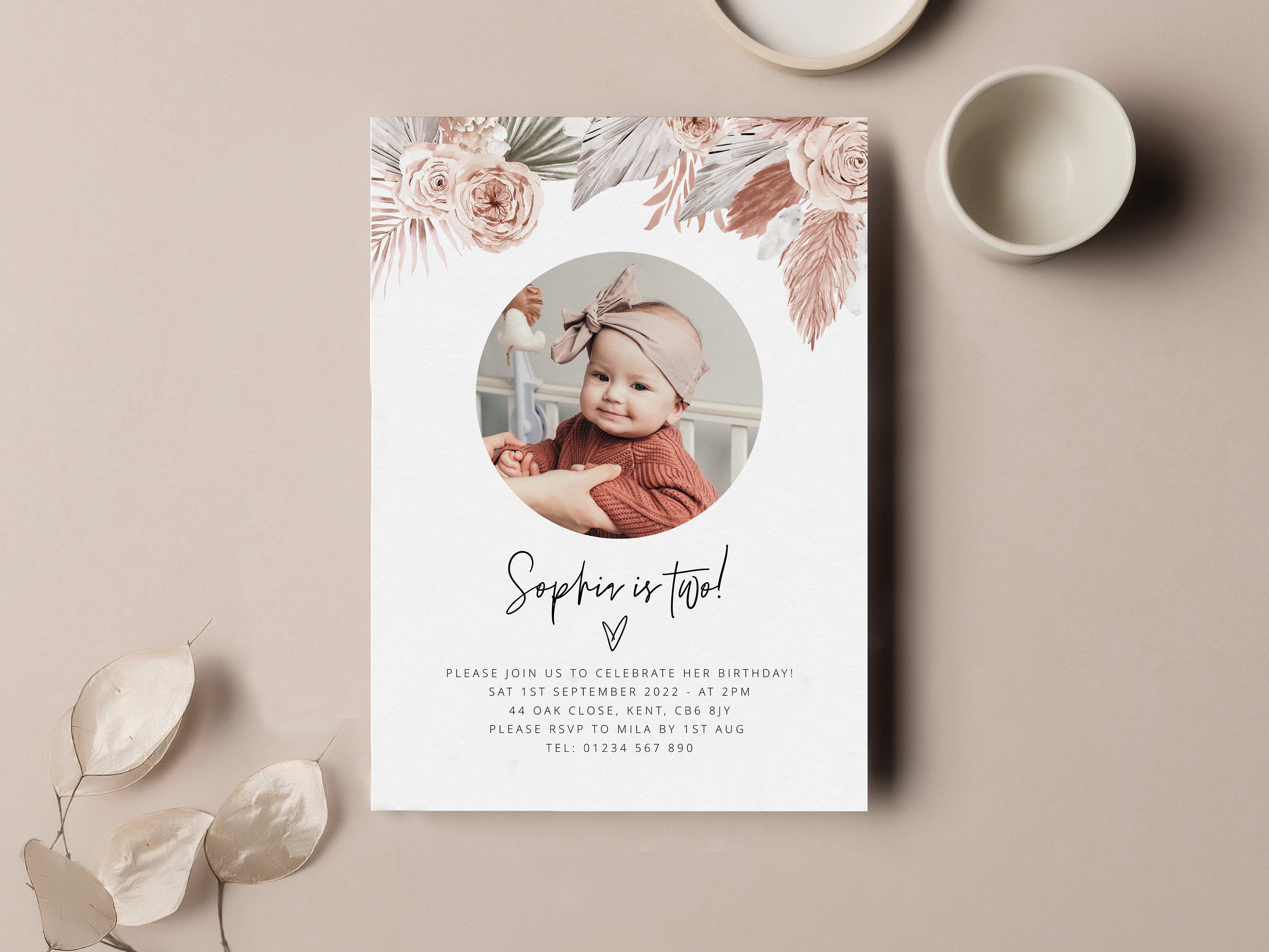 Boho Birthday Invitation Template Photo Birthday Invitation - Etsy