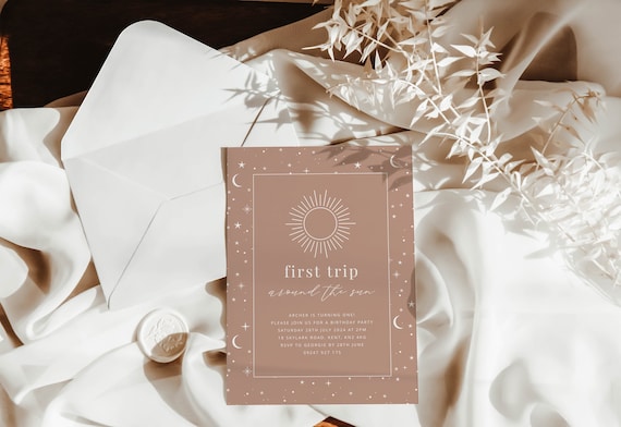 First Trip Around The Sun Invite Template, Terracotta Birthday Invitation, 1st Birthday, 1st Trip Around The Sun, Printable Birthday Invite