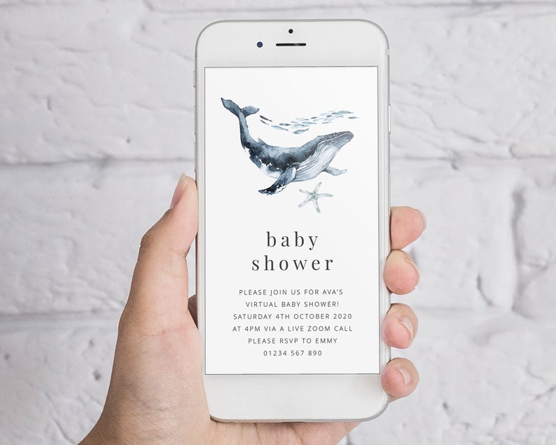 Ocean Animal Baby Shower Evite Modern Baby Shower Evite Etsy