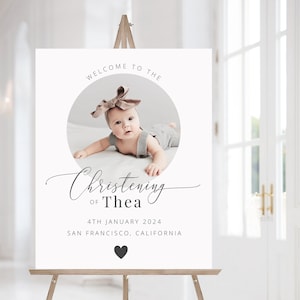Christening Welcome Sign Template, Girl Christening Welcome Poster, Photo Christening Welcome Sign, Fully Editable, Printable Welcome Sign