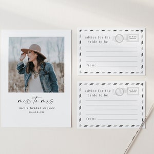Cartes de conseils Bride To Be | Cartes de conseils de douche nuptiale | Lettres miniatures | Cartes postales miniatures | Ensemble de cartes postales miniatures imprimables