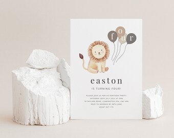 Lion Birthday Invite | Fourth Birthday Invite | Safari Birthday | Jungle Birthday Invitation | 4th Birthday | Printable Birthday invitation
