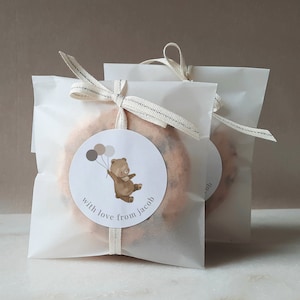 Modèle d'autocollant de remerciement d'ours, pique-nique d'ours en peluche, ballons bruns d'ours, 1er ours d'anniversaire, autocollant rond, autocollant imprimable de remerciement