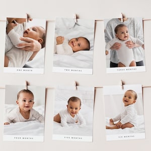 Editable Monthly Photos | First Birthday Photo Banner | 12 Month Photos | Printable Banner